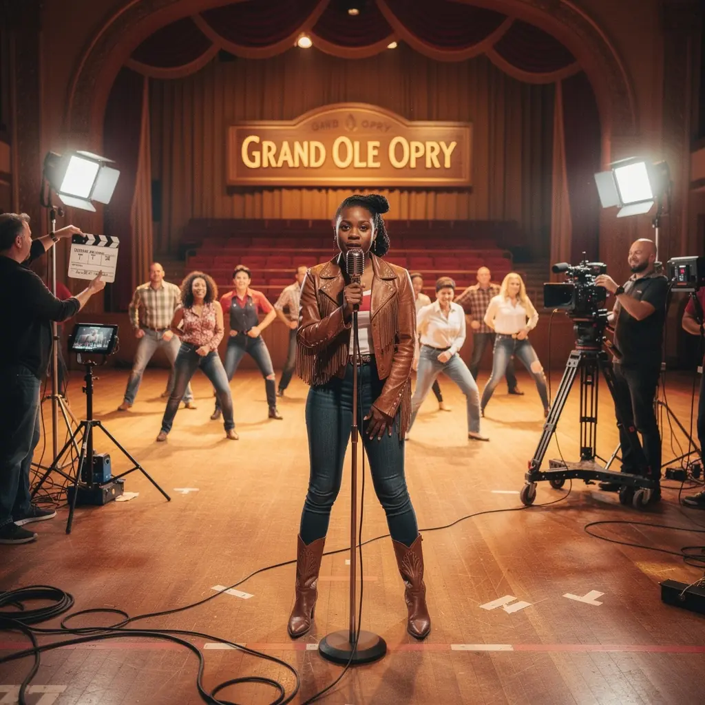 Панорама города Нэшвилл с известными зданиями и музыкальными знаками.