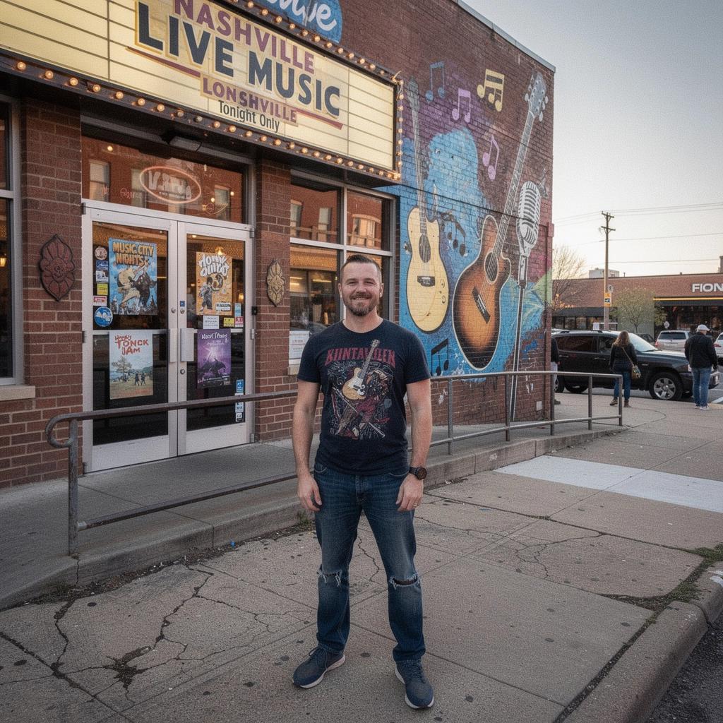 Живая музыкальная группа исполняет кантри в баре в Нэшвилле.